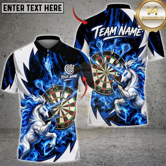 Maxcorners Darts Wild Stallion Horse Mascot Flame Energy Dartboard Graphic Multicolor Customized Name, Team Name 3D Shirts