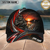 Maxcorners Fishing Skull Angler Red Wave Personalized 3D Cap