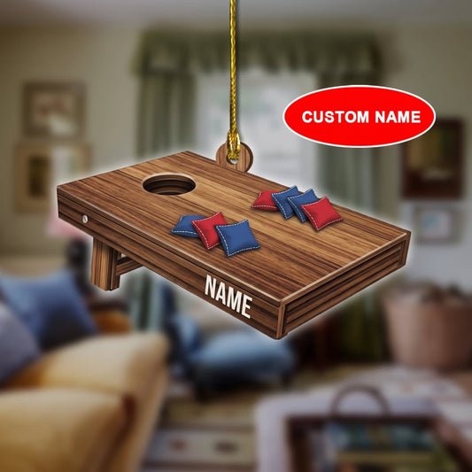 Maxcorners Cornhole Classic Wooden Board & Bags Design Customized Name 3D Keychain And Ornament
