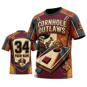 Maxcorners Cornhole Outlaws Western Board Personalized Name 3D Unisex Shirt