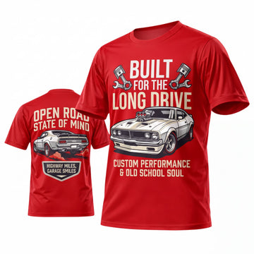 Maxcorners Personalized Car Classic Muscle Car 3D T-Shirt – Red Built for the Long Drive Classic Muscle Car