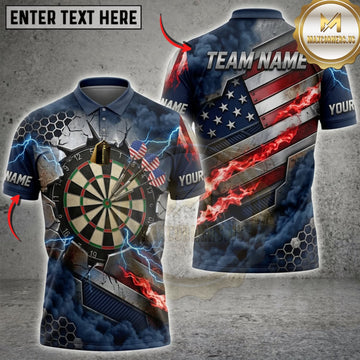 Maxcorners Darts American Flag Metallic Dartboard And Flying Darts Personalized Name 3D Unisex Shirt