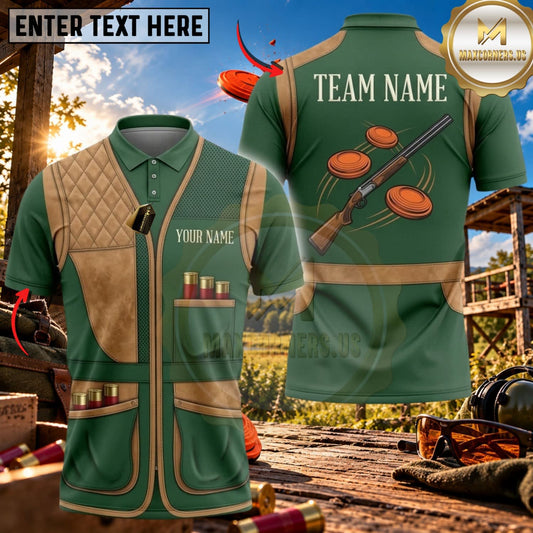 Maxcorners Clay Shooting Vintage Hunting Vest Shotgun Target Multicolor Customized Name Team Name 3D Shirts (4 Colors)