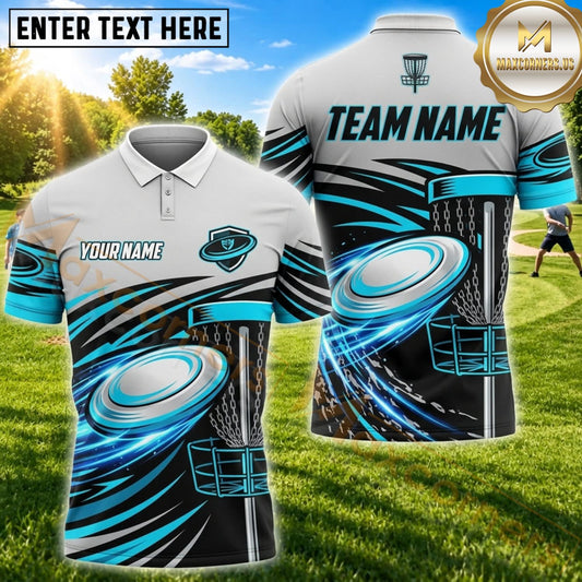 Maxcorners Disc Golf Turquoise Flying Disc Basket Personalized Name 3D Unisex Shirt