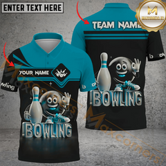 Maxcorners Bowling Funny Multicolor Options Personalized Name, Team Name 3D Shirt