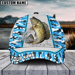 Maxcorners Crappie Fishing Light Blue Camo Customized Name 3D Cap