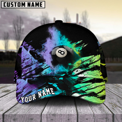 Maxcorners Billiard Ball 8 Dust Flame Personalized Name 3D Cap (4 Colors)