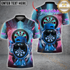 Maxcorners Darts Neon Funny Dartboard Multicolor Customized Name, Team Name 3D Polo Shirt