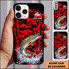 Maxcorners Red Camo Water Splash Personalized Name Phone Case (13 Fish Species)