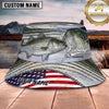 Maxcorners Fishing American Flag Fish Scale Camouflage Personalized 3D Bucket Hat (13 Fish Species)