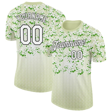 Maxcorners Pickleball Ball Pattern Light Sage Green White Jasmine Floral Personalized Name 3D Unisex Shirt