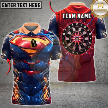 Maxcorners Darts Crimson Hero Armor Electric Red Dartboard Multiple Options Personalized Name, Team Name 3D Shirt