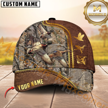 Maxcorners Golden Hunting Grass Brown Camouflage Personalized Name 3D Cap (Deer/Moose/Boar/Elk/Turkey/Duck)