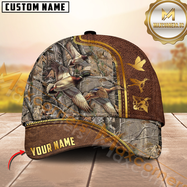 Maxcorners Golden Hunting Grass Brown Camouflage Personalized Name 3D Cap (Multioption)