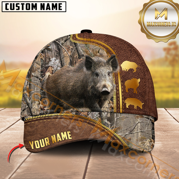 Maxcorners Golden Hunting Grass Brown Camouflage Personalized Name 3D Cap (Multioption)