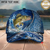 Maxcorners Fishing Ocean Scale Dynamic Splash Personalized Name 3D Cap (12 Fish Species)
