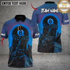Maxcorners Billiard Blood Moon Cat Pack Multicolor Customized Name, Team Name 3D Shirts