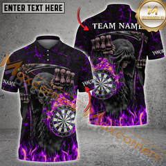 Maxcorners Grim Reaper Flaming Darts Jersey Multicolor Option Customized Name, Team Name 3D Polo Shirt