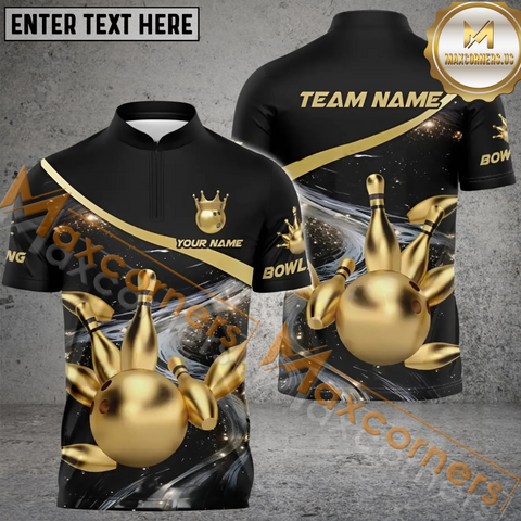 Maxcorners Premium Bowling Jersey Multicolor Option Customized Name, Team Name 3D Polo Shirt