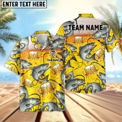 Maxcorners Striped Bass Fishing Beer Swimming Personalized Name, Team Name 3D Hawaiian Shirt