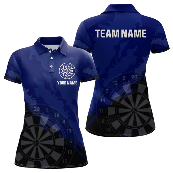Maxcorners Men’s Custom Darts Team Shirt With Navy Pattern & Black Dartboard, Darts Jersey LM2404