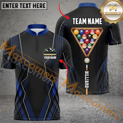 Maxcorners Classic Billiard Jersey Multicolor Option Customized Name, Team Name 3D Polo Shirt