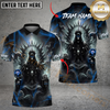 Maxcorners Billiard Ball 8 Pool Skull Hell Throne Personalized Name & Team Name Shirt (4 Colors)
