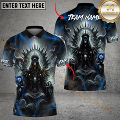 Maxcorners Billiard Ball 8 Pool Skull Hell Throne Personalized Name & Team Name Shirt (4 Colors)