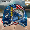 Maxcorners Fishing American Flag Personalized Name 3D Cap