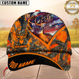 Maxcorners Hunting Deer American Flag Camouflage Multicolor Personalized Name 3D Cap