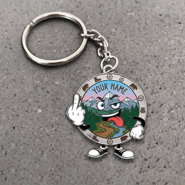 Maxcorners Hiking Funny Mountain Compass Character Customized Name 3D Keychain And Ornament