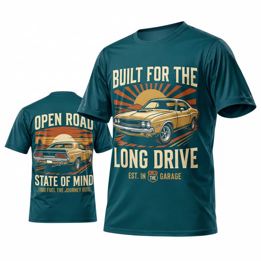 Maxcorners Personalized Car Classic Muscle Car 3D T-Shirt – Teal Built for the Long Drive Vintage Muscle Car