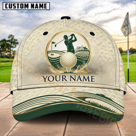 Maxcorners Golf Green Golfer Ball Badge Personalized Name 3D Cap