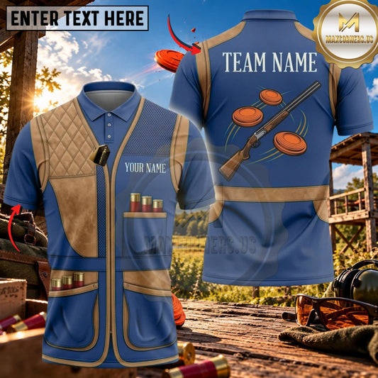 Maxcorners Clay Shooting Vintage Hunting Vest Shotgun Target Multicolor Customized Name Team Name 3D Shirts (4 Colors)