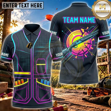 Maxcorners Clay Shooting Neon Target Performance Vest Personalized Name 3D Unisex Shirt