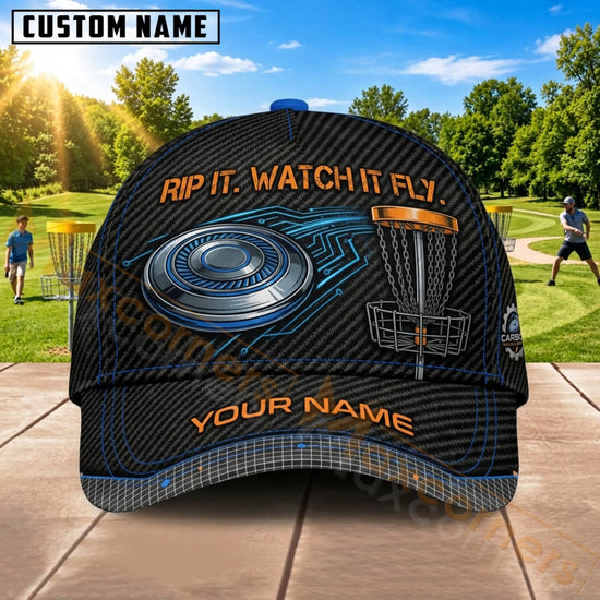 Maxcorners Disc Golf Cosmic Flying Disc Rip It Watch It Fly Personalized Name 3D Cap
