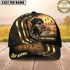 Maxcorners Dog Hunting And Duck Black Gold Curved Stripe Marsh Sunset Scene Multiple Options Personalized Name 3D Cap