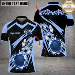 Maxcorners Bowling Thunder Falling Pattern Multicolor Customized Name, Team Name 3D Shirts