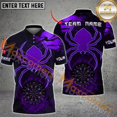 Maxcorners Darts Spider-Themed Fire Flame Multicolor Option Customized Name, Team Name 3D Polo Shirt