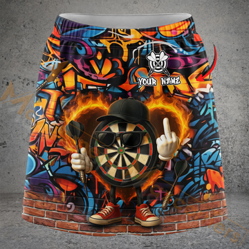 Maxcorners Darts Graffiti Street Mascot Fire Ring Personalized 3D Skirts With Shorts