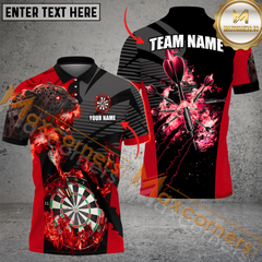 Maxcorners Darts Panther Flame MutilColor Option Customized Name, Team Name 3D Polo Shirt