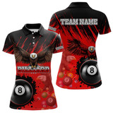 Maxcorners Personalized Eagle 8 Ball Pool Billiard Shirt For Men, Billiard Jerseys Team Polo & 1/4 Zip|Red LM054