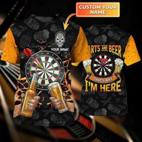 Maxcorners Dart Personalized 3D All Over Printed Dart And Beer Skull 2 Shirt