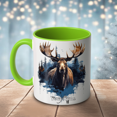 Maxcorners Rustic Wilderness Moose Multicolor Options Personalized Name 3D Ceramic Mug