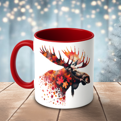 Maxcorners Autumn Leaves Moose Art Multicolor Options 3D Ceramic Mug