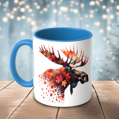Maxcorners Autumn Leaves Moose Art Multicolor Options 3D Ceramic Mug