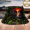 Maxcorners Fishing Red Black Camo Fishing Design with Splash Personalized Name 3D Bucket Hat (13 Fish Species)
