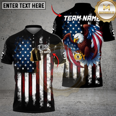 Maxcorners Billiard Ball 9 Eagle Retro US Flag Personalized Shirt