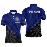 Maxcorners Men’s Custom Darts Team Shirt With Navy Pattern & Black Dartboard, Darts Jersey LM2404
