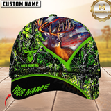 Maxcorners Hunting Deer American Flag Camouflage Multicolor Personalized Name 3D Cap